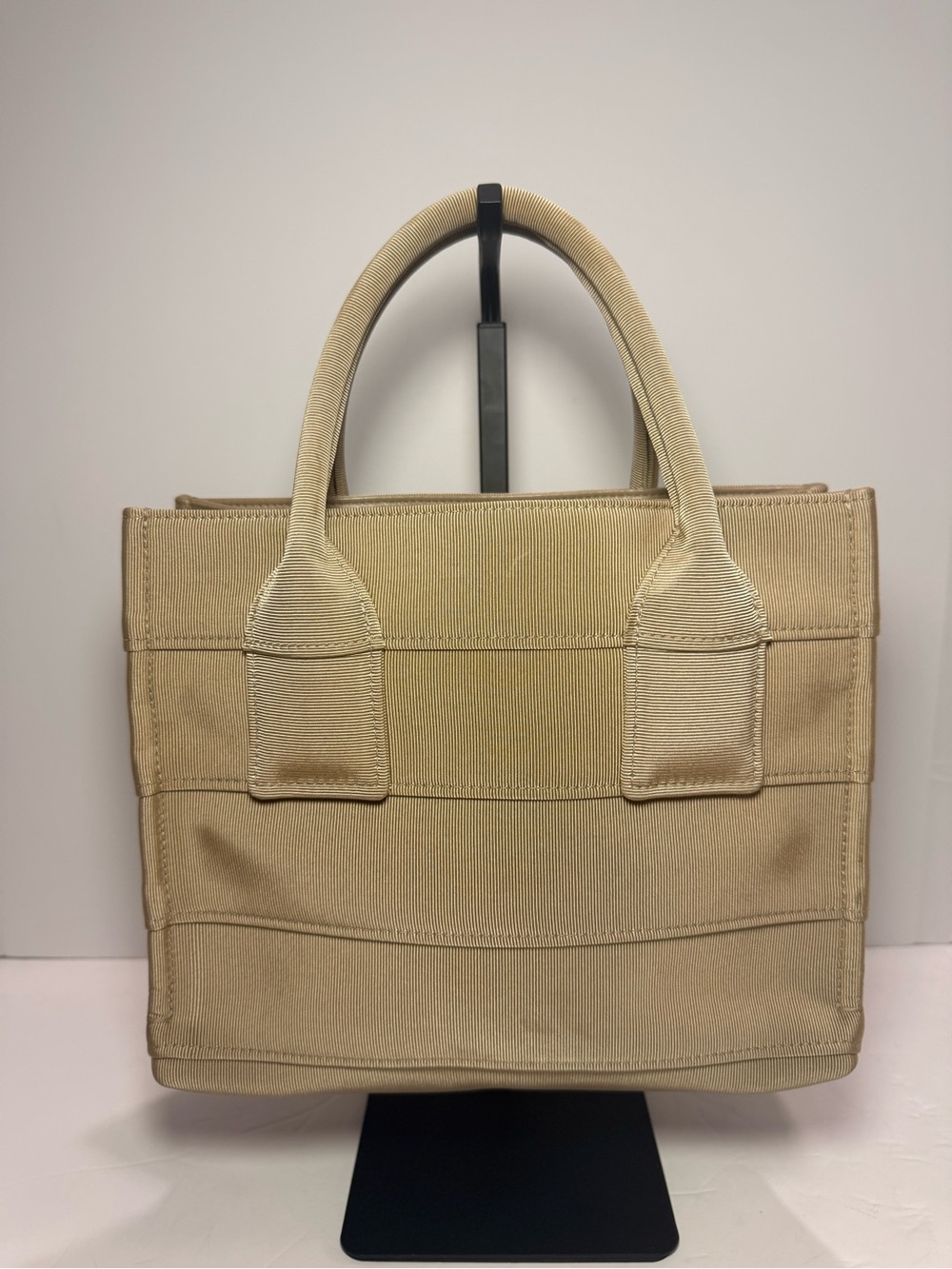 Ferragamo Beige Grosgrain Logo Mini Tote Handbag Italy - Picture 5 of 11
